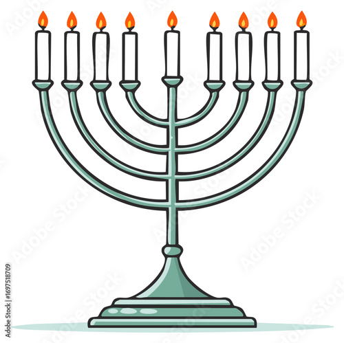 Menorah illustration with lit candles