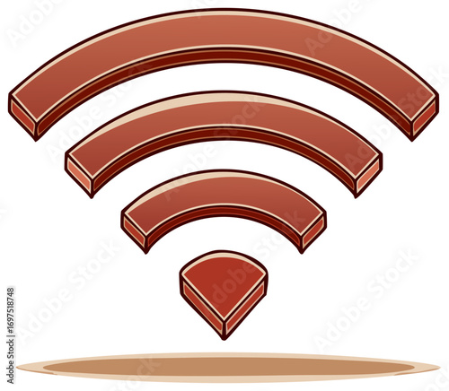 Illustration of Wifi symbol in warm earthy tones, geometric design, with shadow