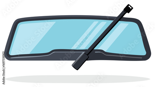 Vector illustration of a car windshield with a wiper