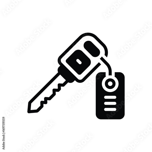 Black solid icon for car key