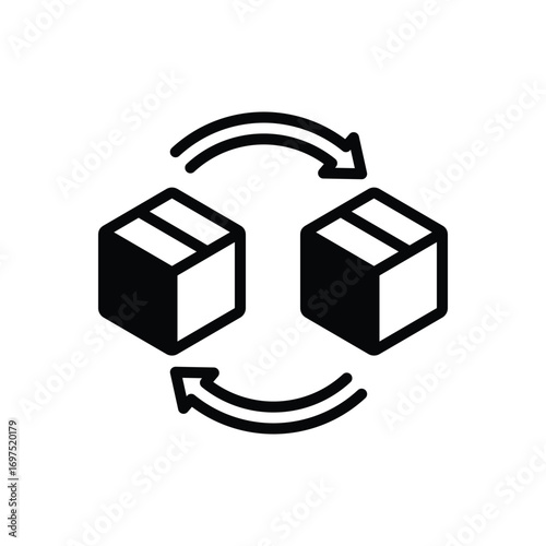 Black solid icon for replacement item