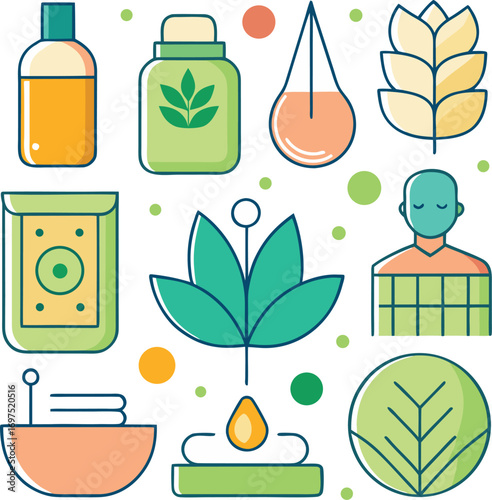 Serene spa and wellness icons a collection of soothing elements for relaxation and rejuvenation