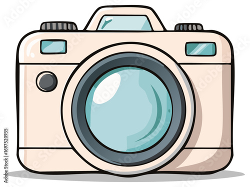 Cartoonish Camera with Lens and Shutter Button for Digital Photography and Capturing Memories