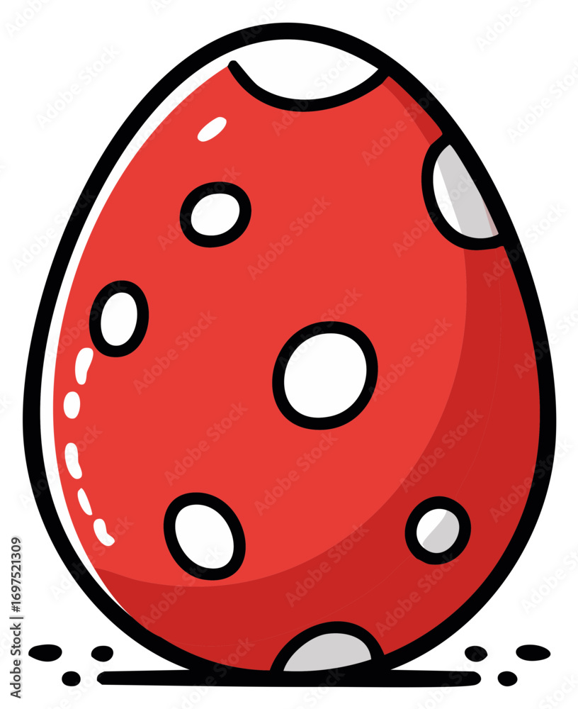 Fototapeta premium Cartoon red egg with white spots simple illustration for Easter or game design