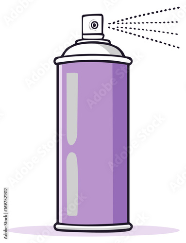 Spraying Purple Aerosol Can Releasing Droplets Illustration