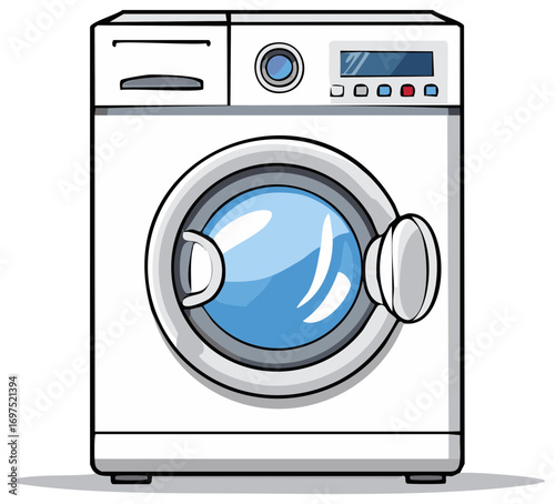 White Front Load Washing Machine Appliance Laundry Equipment