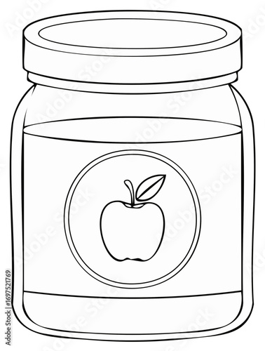 Canned Apple Jam Outline: Preserves in a Glass Jar With Apple Label