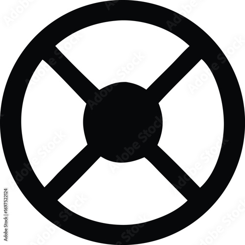 Simple geometric circular emblem symbol with crossbars and central circle for branding and design projects