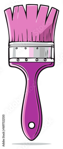 Purple paintbrush graphic, art tool, vector illustration