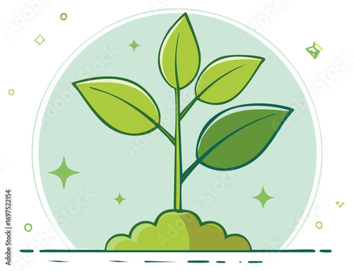 Healthy Green Plant Sprouting from Rich Soil Fresh Growth and Nature's Vibrant Life