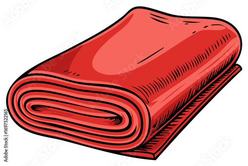 Rolled Red Fabric Material Swatch Stacked Layers