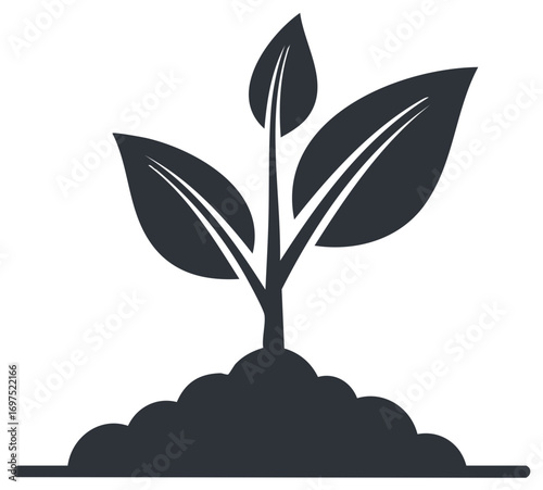 Vector Illustration of Growing Seedling, Sapling in Soil, Plant Sprouting