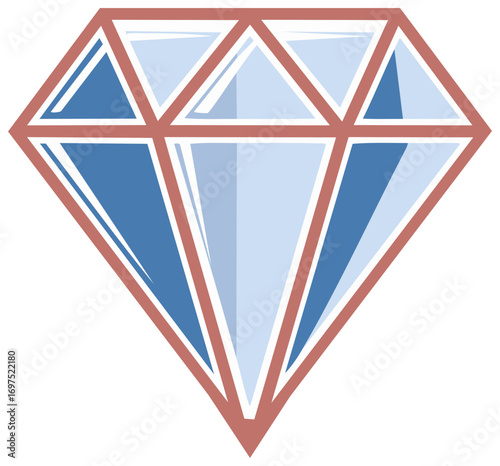 Isolated Diamond Illustration Sparkling Jewel Gemstone Blue Jewel Design Luxury Treasure Symbol