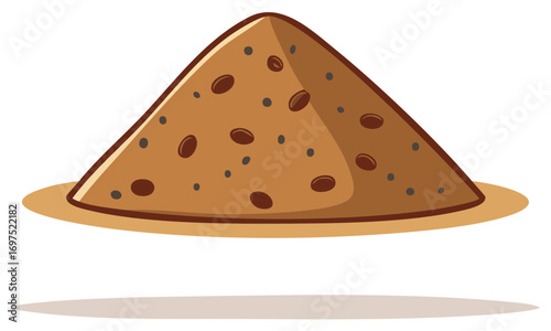 Pile of stylized brown cookies, stylized chocolate chips