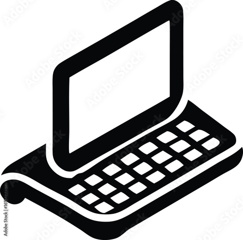 Modern futuristic flexible curved keyboard and screen device icon for technology and innovation concepts minimalist design