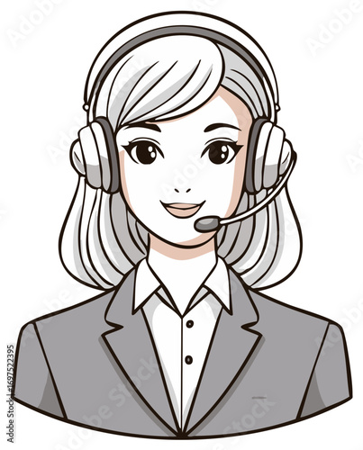 Professional woman in headset ready for customer service calls or online support