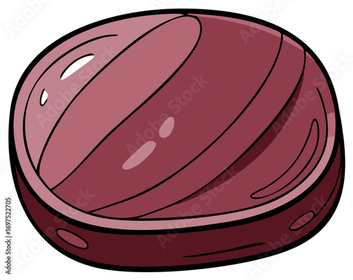 Maroon Hard Candy Illustration with Black Lines and Glossy Accents