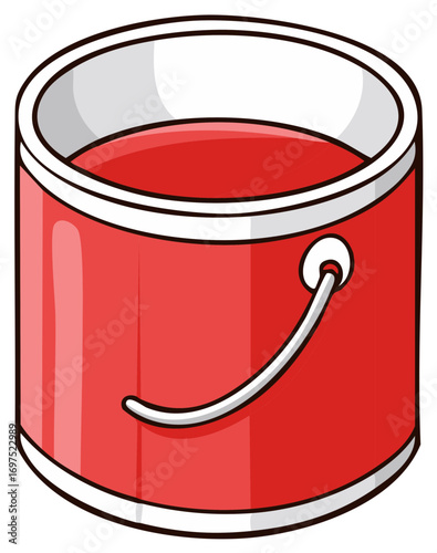 Open can full of red paint cartoon illustration for renovation or art project