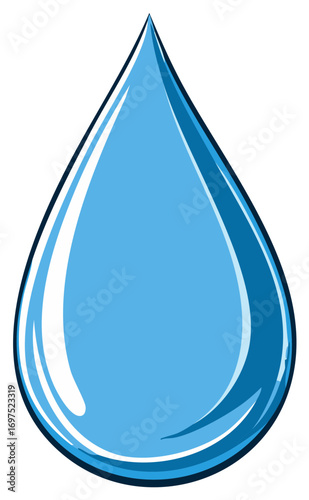 Blue water drop illustration clean liquid symbol of freshness and purity
