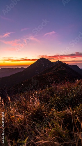 Mountain sunset view