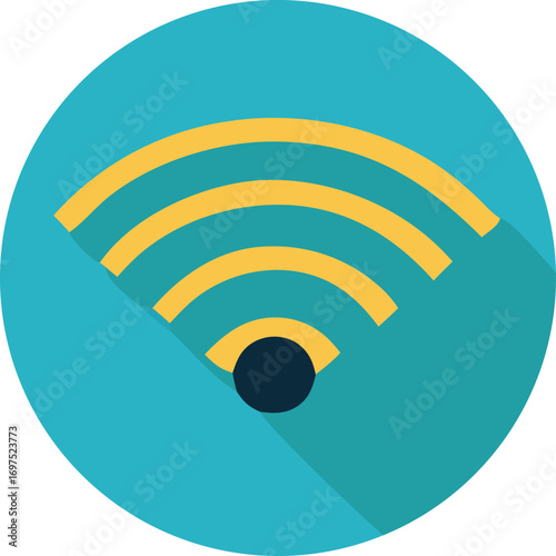 Modern flat design wifi symbol icon with long shadow for wireless internet connection and network signal