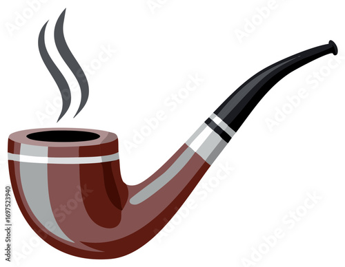 Smoking Tobacco Pipe with Wisp of Smoke