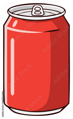 Red metal soda can with silver top and pull tab illustration