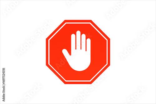 stop hand sign,
Red Octagon Stop Hand Icon – Vector