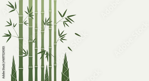 Elegant bamboo forest illustration offering peaceful zen vibes, perfect for minimalist designs and nature themes