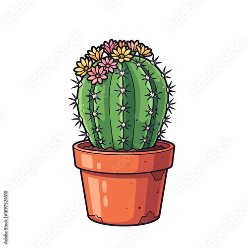 Delightful flowering cactus in terracotta pot brings desert charm and natural beauty indoors