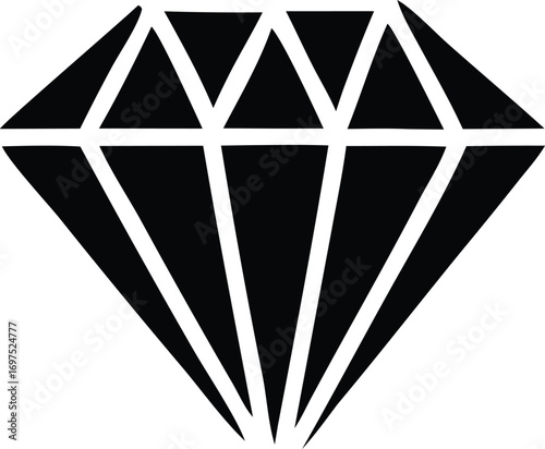 Classic diamond gemstone silhouette simple geometric shape iconic jewelry symbol precious stone faceted cut design