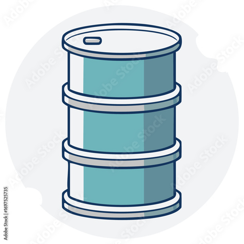 Industrial oil drum or chemical barrel vector icon illustration