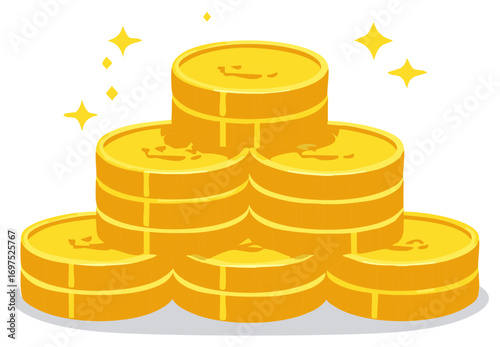 Gold coins stack with sparkle effect financial investment savings