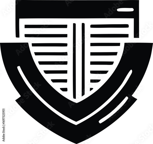 Abstract shield and document icon symbolizing security and information protection trustworthy data safety
