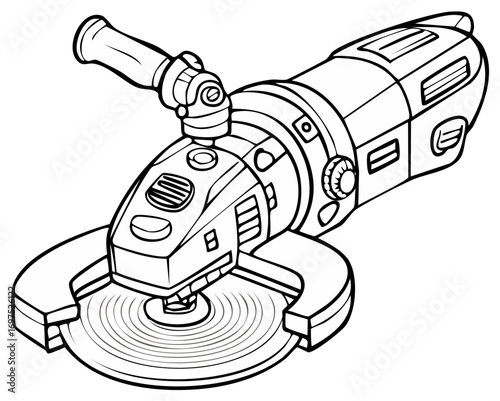 Handheld Angle Grinder Tool with Rotating Disc for Cutting and Grinding