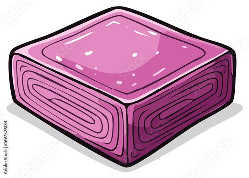 Isometric Lavender Soap Bar Rectangular Cartoon Illustration for Personal Hygiene and Cleanliness