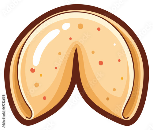 Whimsical fortune cookie with a sweet, golden crunch and colorful speckles