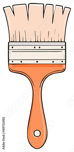 Orange and white paint brush illustration for home renovation and design.