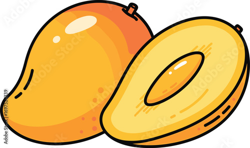 Sliced Mango Cartoon Vector