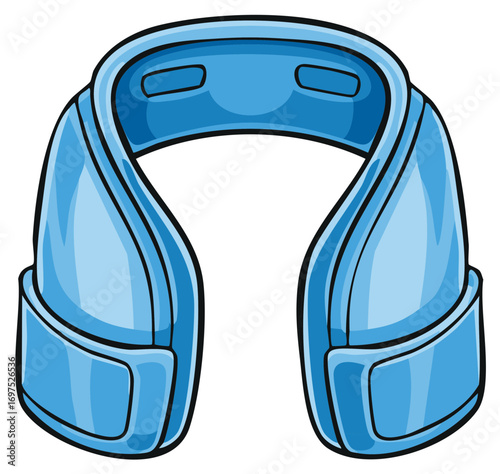 Light Blue Neck Pillow for Comfort and Support Cartoon Illustration