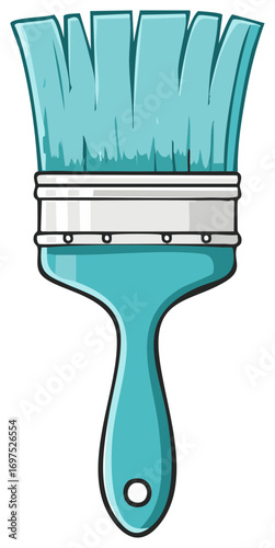Cartoon Paint Brush Illustration Aqua Color Design
