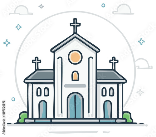 Church Building Vector Illustration. Chapel, House of Worship, Faith, Religion concept.