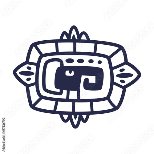 Maya Civilization Symbols and Primitive Traditional Sign Vector Illustration