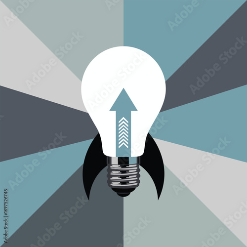 Creative Idea Rocket Ship Taking Off Metaphor for Innovation and Business Growth Concept Illustration