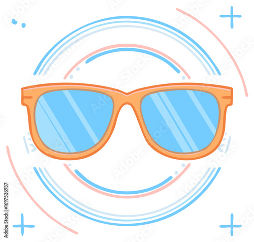 Stylish Cartoon Sunglasses Illustration with Arches for Design Projects and Summer Themes