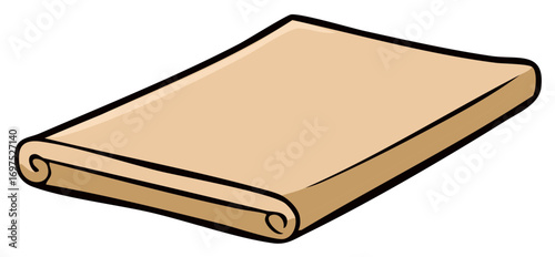 Cartoon illustration of a rolled piece of paper with light brown tones