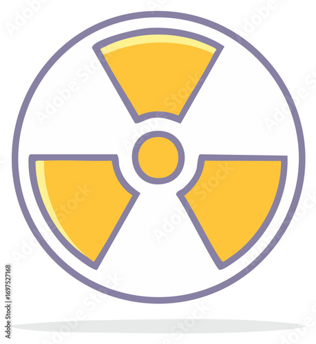 Yellow Radiation Symbol with Three Sectors in Circular Frame Depicting Potential Hazard
