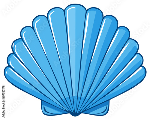 Stylized Blue Seashell Illustration Decorative Seashell Design Marine Life Graphic Seashell Vector