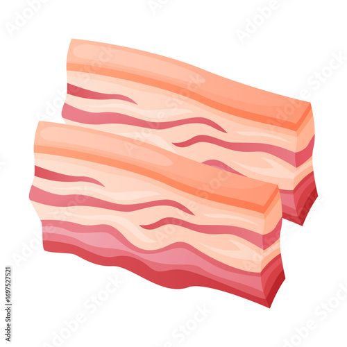 Lard and Bacon as Meat Product and Food Item from Butchery Shop Vector Illustration