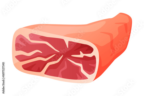 Beef Leg as Meat Product and Food Item from Butchery Shop Vector Illustration